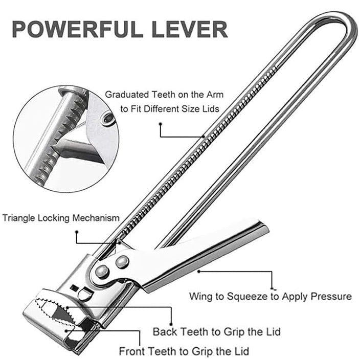 Multifunction Adjustable Stainless Steel Can Opener, Can Jar Lid Gripper Manual Opener