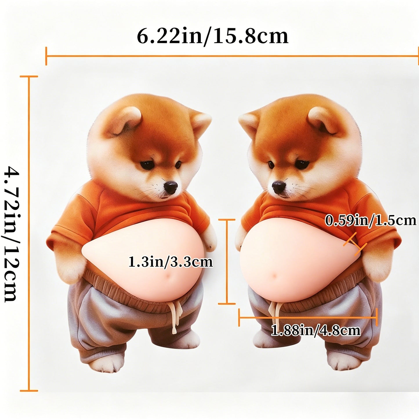 6pcs 3D Shiba Inu Dog Belly Stickers
