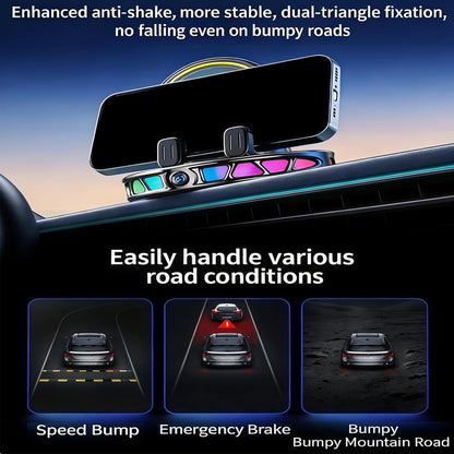 Adjustable Car Dashboard Cellphone Holder with Light Suction Cup, 360° Rotating Automatic Locking Car Phone