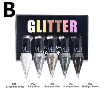 5pcs Diamond Glitter Eyeliner Set - Waterproof, Long-Lasting Sparkle for Eyes