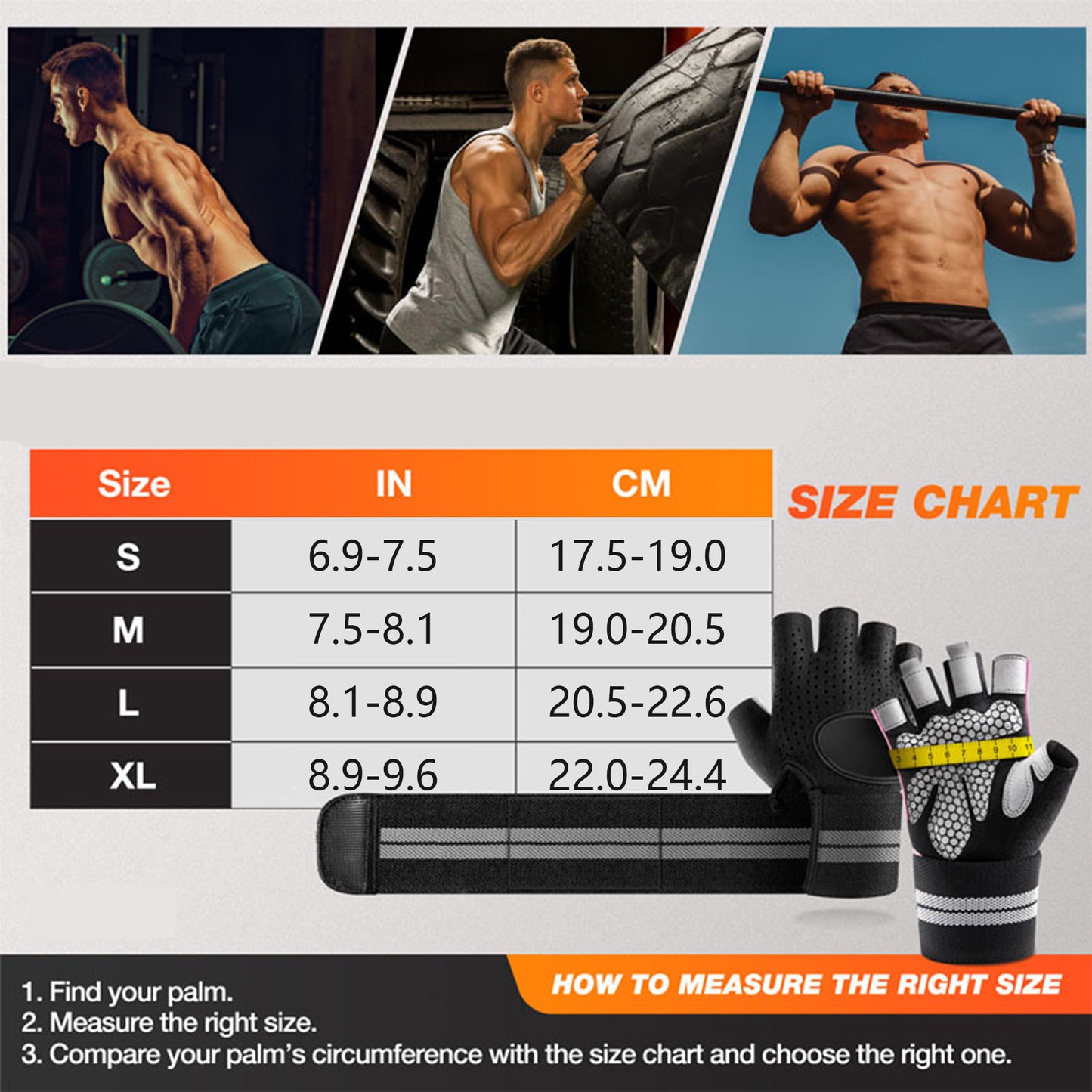 Unisex Workout Gloves with Wrist Wraps for Lifting, Cycling & Fitness