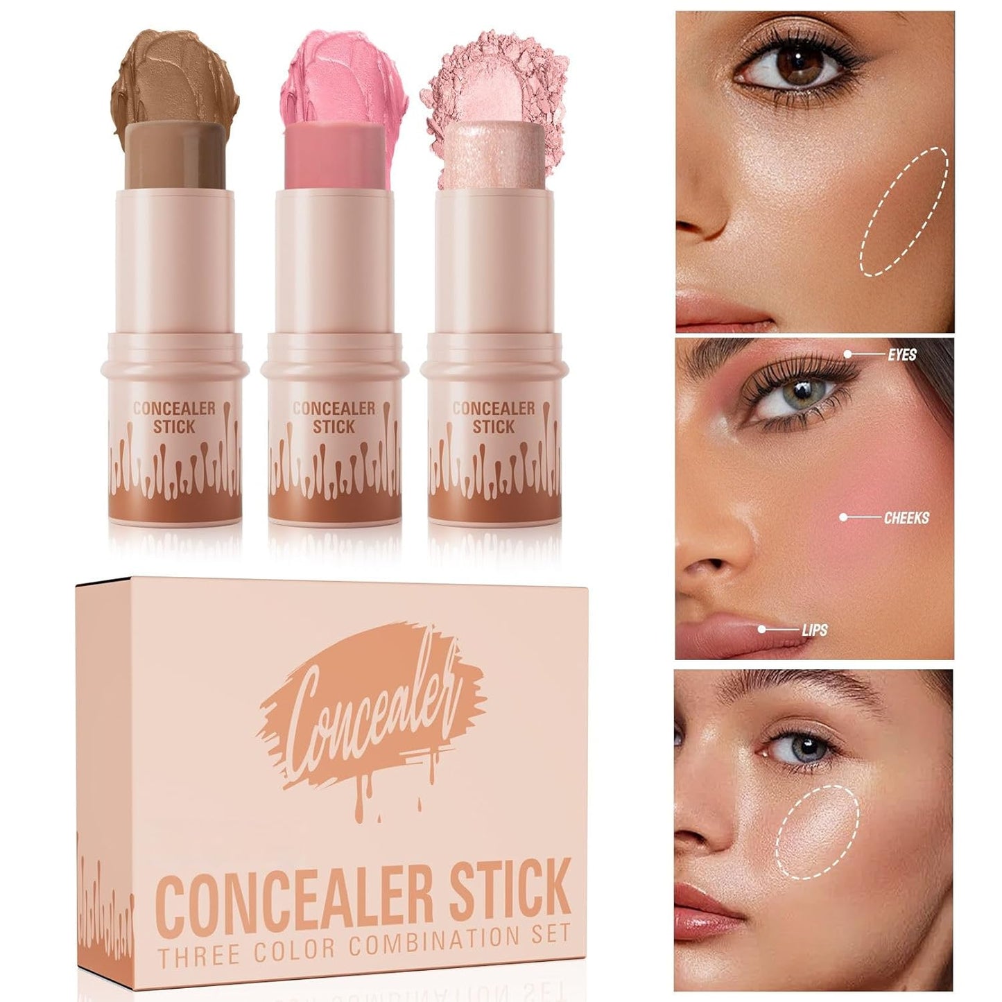 3Pcs Cream Contour Sticks Kit