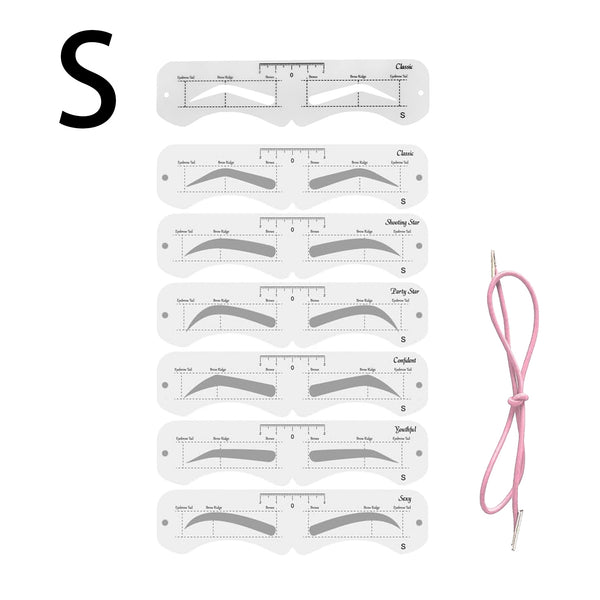 6 Styles, Soft, Reusable Eyebrow Template Kit with Strap