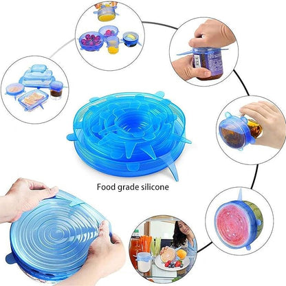 Food-Grade Silicone Food Covers (6-Piece Set)