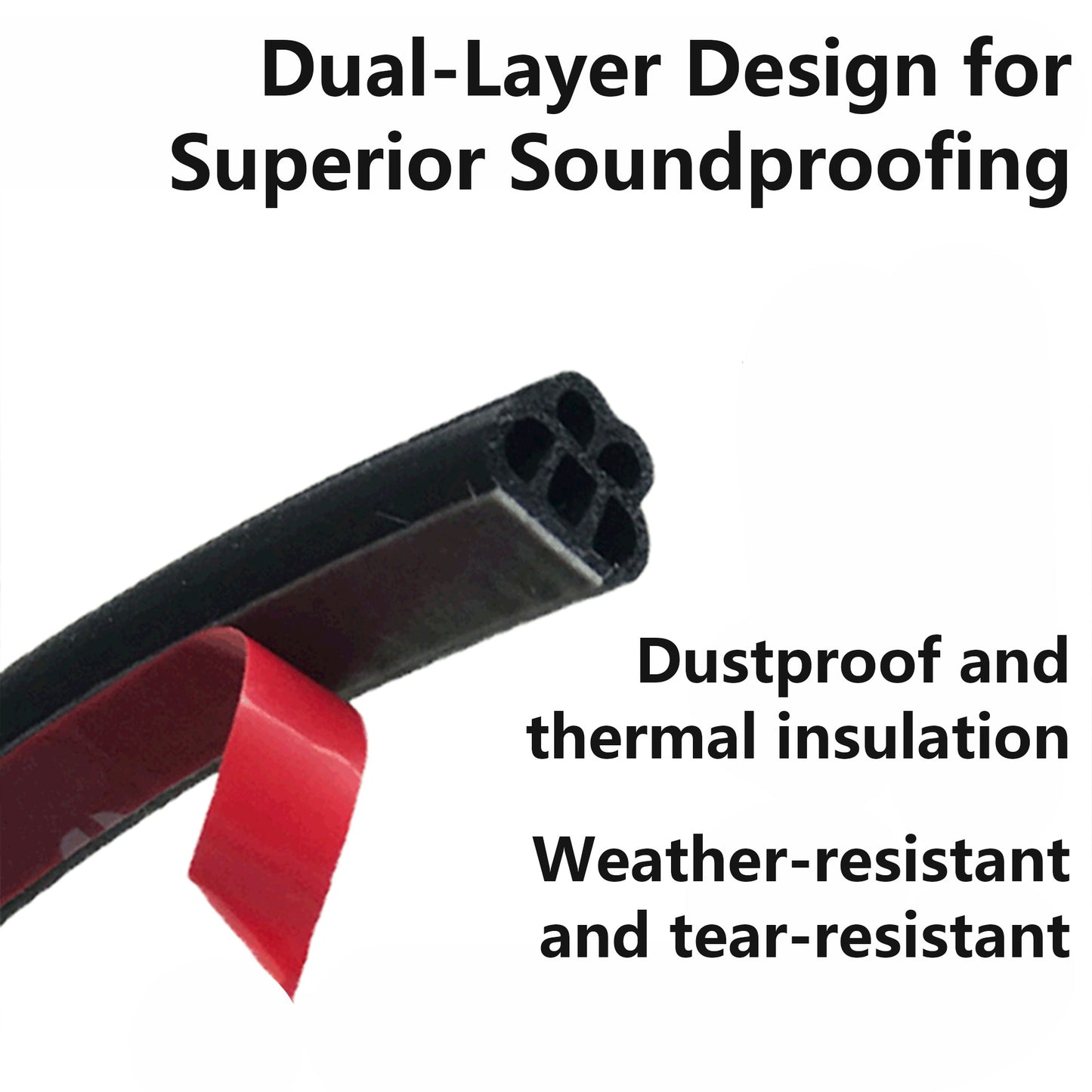 Universal Car Self-Adhesive Rubber Seal - Double Layer Soundproofing Weatherstrip
