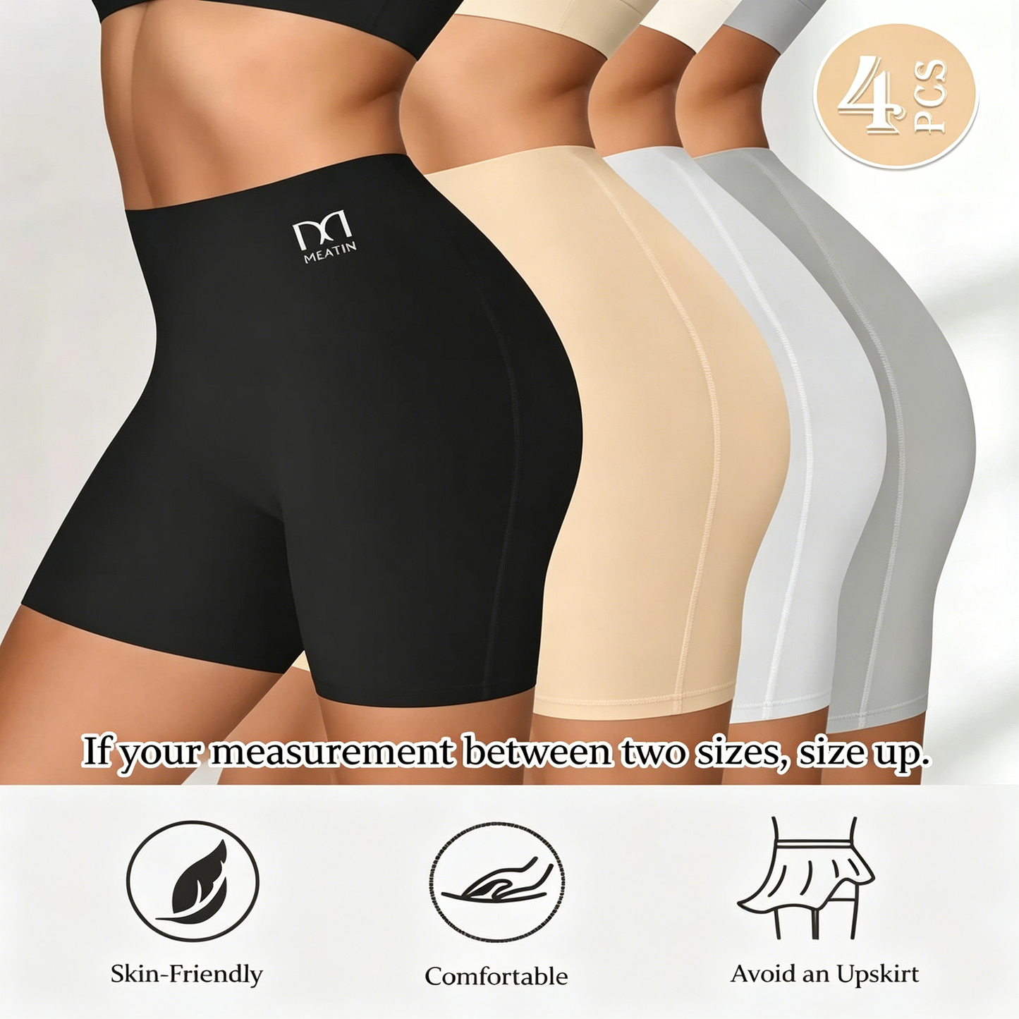 4PCS Women's High-Waist Shapewear Shorts