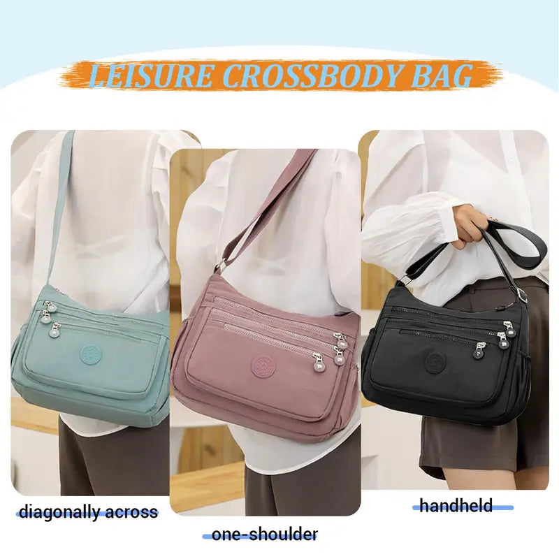 Nylon Fabric Crossbody Bag Anti-Theft Women's Shoulder Bag Multi-Layer Pocket Wallet