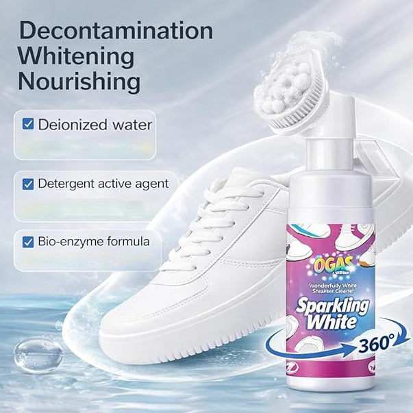 Shoe Cleaner Kit - 150ml Water-Free White Shoes Deep Stain Removal Foam with 360° Rotating Brush