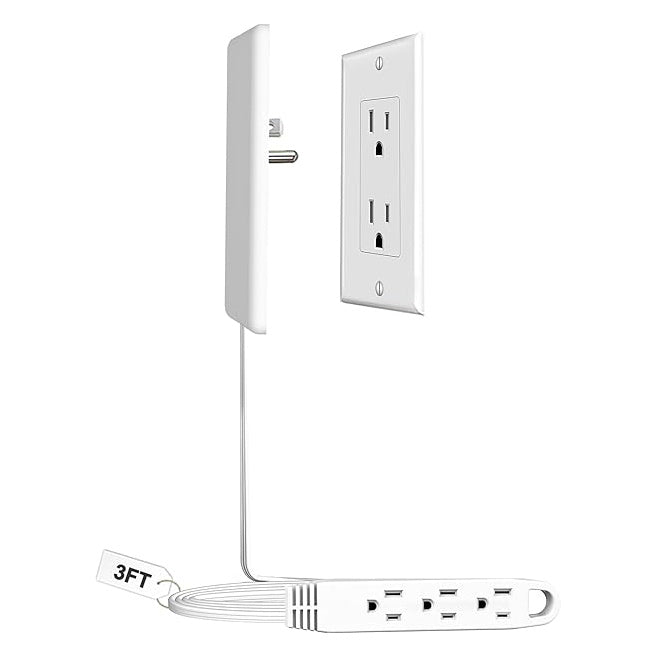 Ultra-Thin Plug Power Strip Extension Cord with 3 Outlets