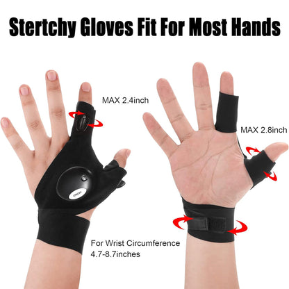1Pair LED Flashlight Gloves Hands-Free Lights