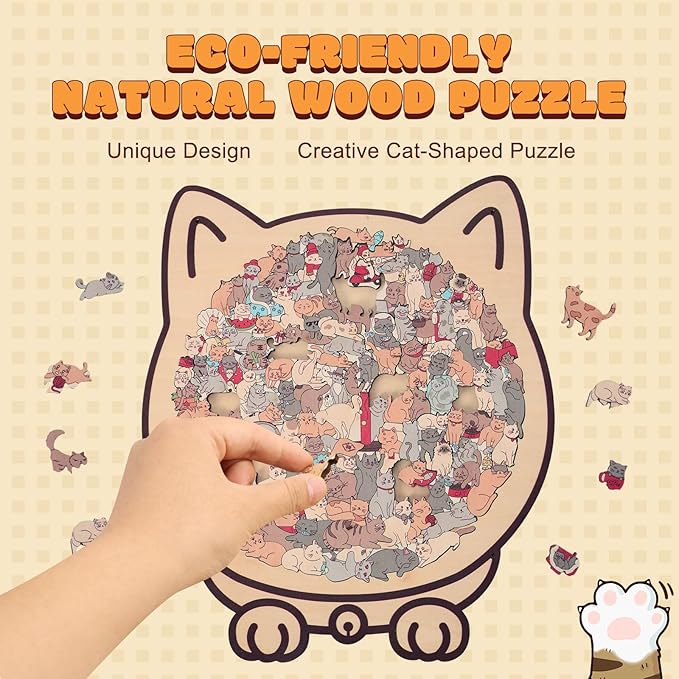 Cats Shaped Wooden Puzzle