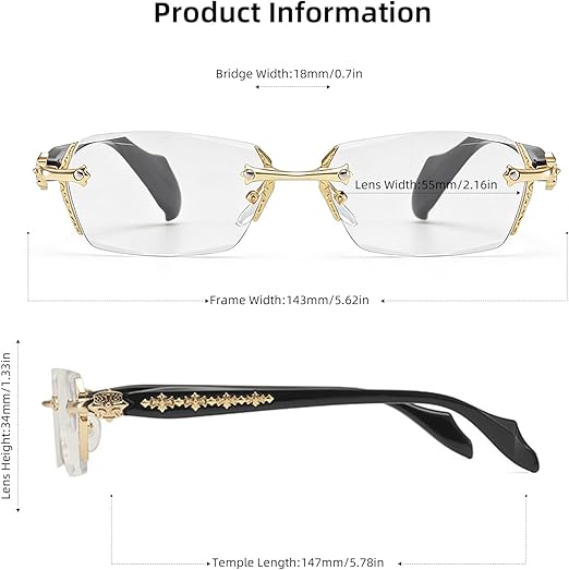 2PCS Rimless High Quality Eyewear