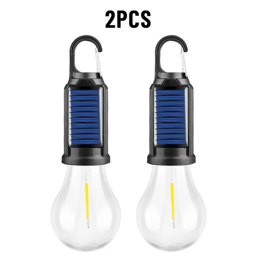 2 Pack Portable LED Solar USB Rechargeable Lantern Flashlight