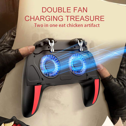 Fast Heat Dissipation No Noise 4 Fingers Mobile Game Controller with Dual Cooling Fan Suitable for 4.7-6.5inch phones(5000mah)