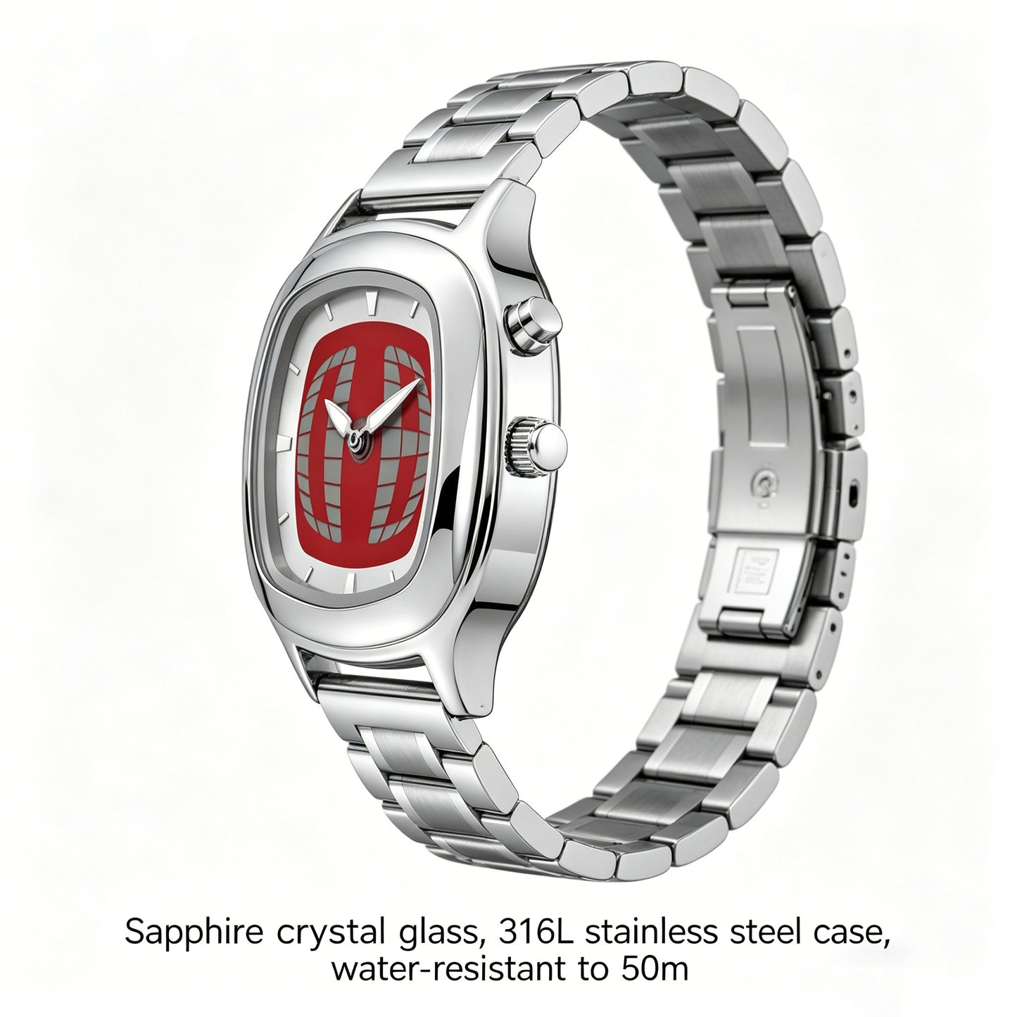 Mens Retro Square Stainless Steel Wristwatch