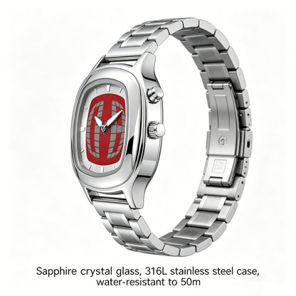 Mens Retro Square Stainless Steel Wristwatch