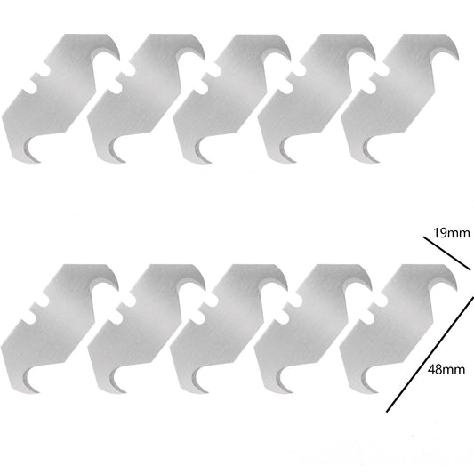 10-Pack Hook Blades, SK5 Steel Heavy Duty Box Cutter Replacement Blades