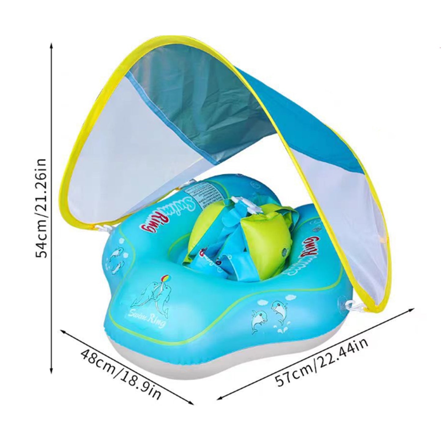 Baby Inflatable Baby Swim Float with Sun Canopy
