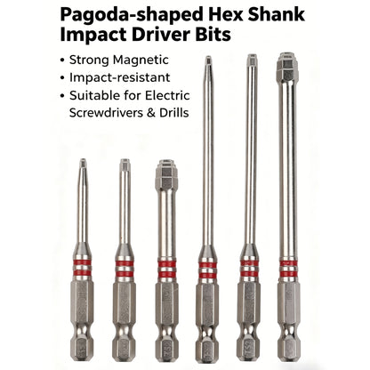 Screwdriver Bits Set 6pcs with Magnetic Hex Shank Pagoda
