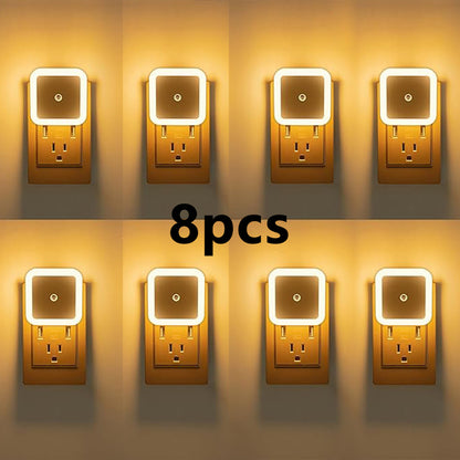 4/8Pcs Night Light,Warm White LED Night Lights Plug into Wall with Dusk to Dawn sensors