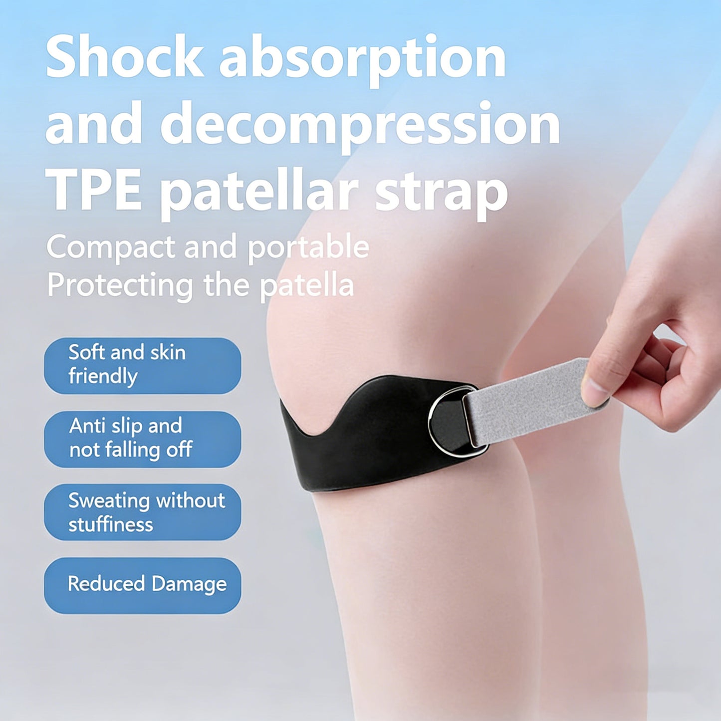 2Pcs Flex Wrap Silicone Patellar Tendon Support Strap, Adjustable Patella Support Band, Knee Brace for Men Women
