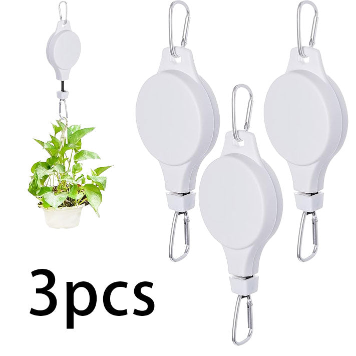 3pcs Retractable Pulley Plant Hook Hangers for Garden Baskets Pots and Birds Feeder in Different Height