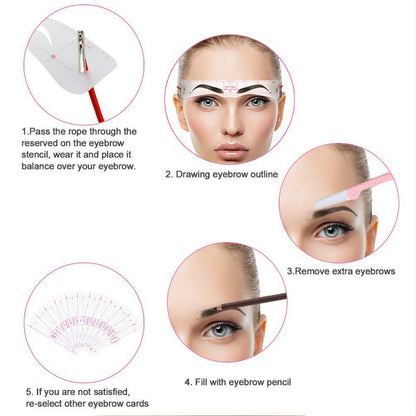 12 Eyebrow Shaper Kit, Reusable Eyebrow Template With Strap, 3 Minutes Makeup