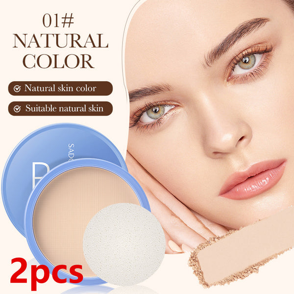 2PCS Oil Control Pressed Powder, Matte Smooth Face Setting Powder