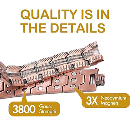 Copper Magnetic Therapy Bracelet for Men 3X Strength with Powerful 3800 Gauss Magnets