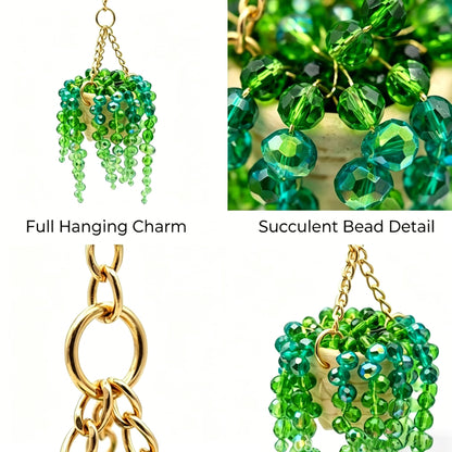 Sun-Kissed Beaded Succulent Car Charm