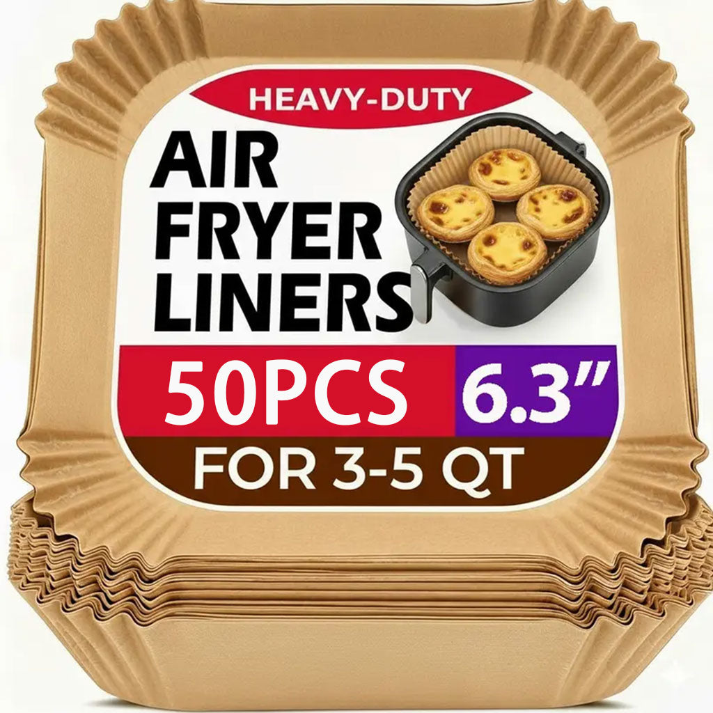 50-PCS Air Fryer Liners – Thickened, Non-Stick, and Oil-Proof