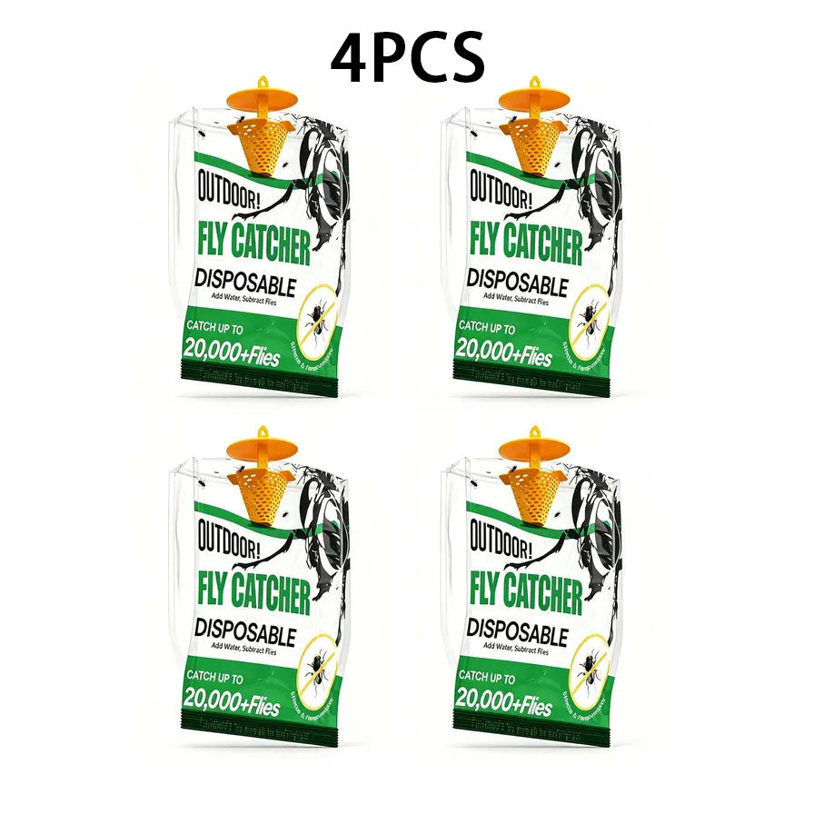 4PCS Outdoor Disposable Fly Trap – Hanging Fly Catcher with Attractant Bait