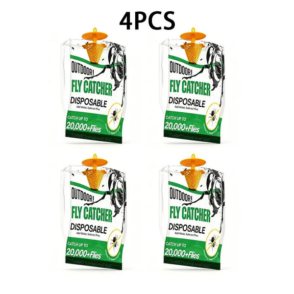 4PCS Outdoor Disposable Fly Trap – Hanging Fly Catcher with Attractant Bait