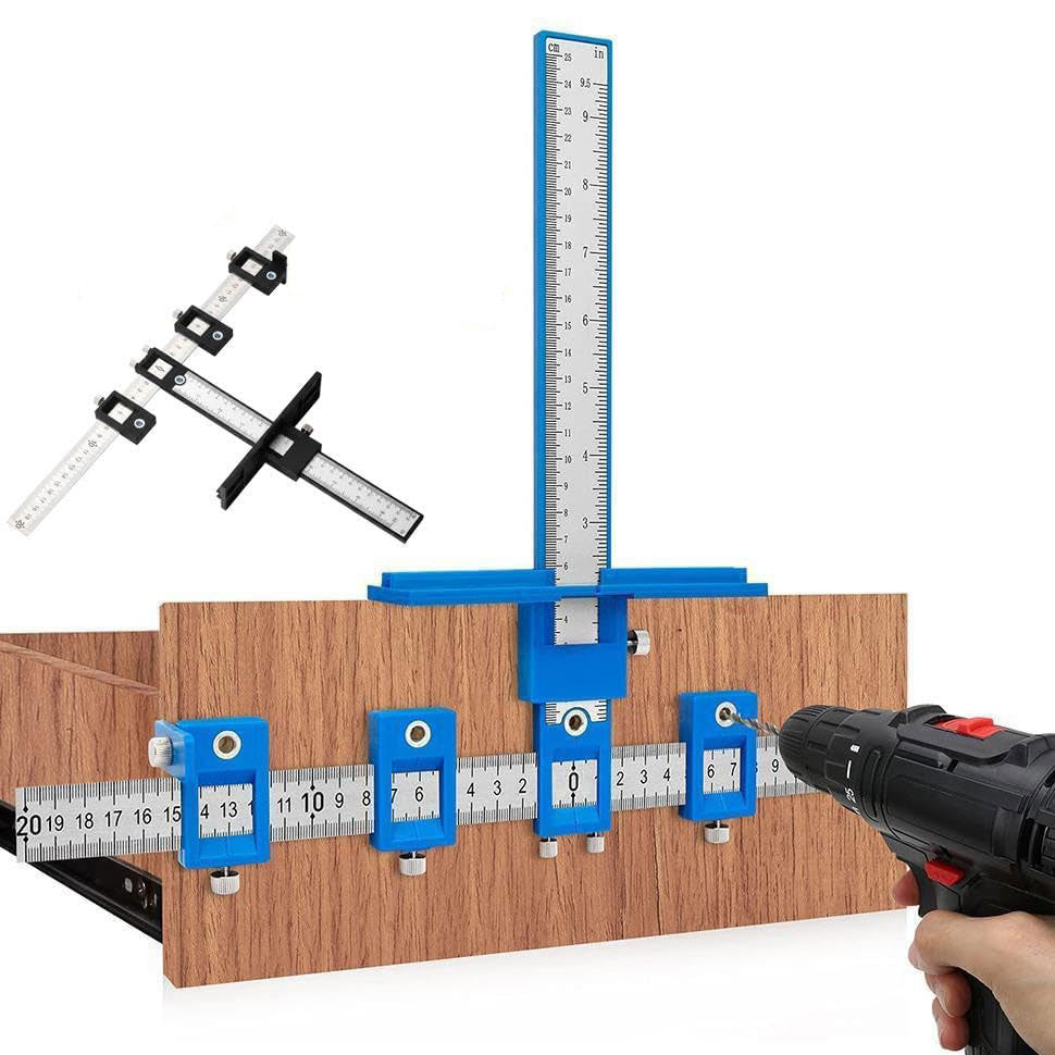 Woodworking Drilling Hole Doweling Guide Punch Locator with Automatic Center Punch for Installation Handles Knob on Drawer Door Pulls