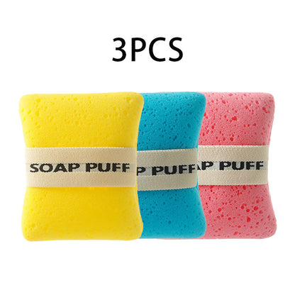 3PCS Bath Sponge, Foaming Body Wash Sponge and Scrubber, Rich Lather