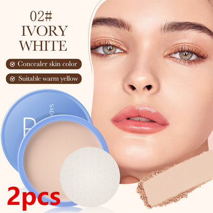 2PCS Oil Control Pressed Powder, Matte Smooth Face Setting Powder