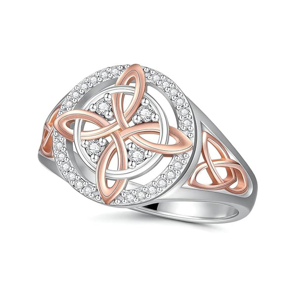 Handmade Witch's Return-Knot Protection Ring, Protect Your Loved Ones, Knot Design with Rose-Gold Detail
