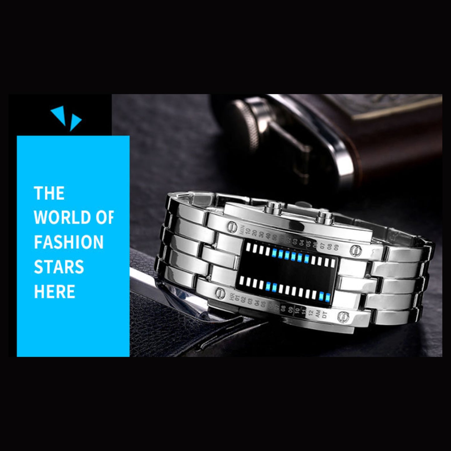 Binary Matrix Blue LED Digital Watch