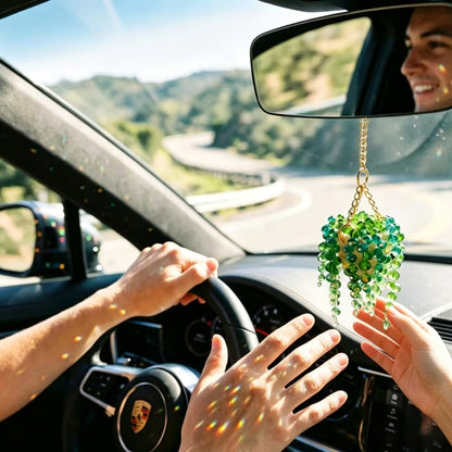 Sun-Kissed Beaded Succulent Car Charm