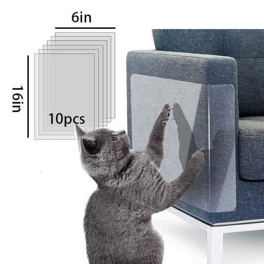 10pcs 6‘’ x 16‘’ Transparent Anti Scratch Furniture Protectors, Adhesive Scratch Tape - Easy Apply Removable Use for Stairs Carpet Sofa & Doorway