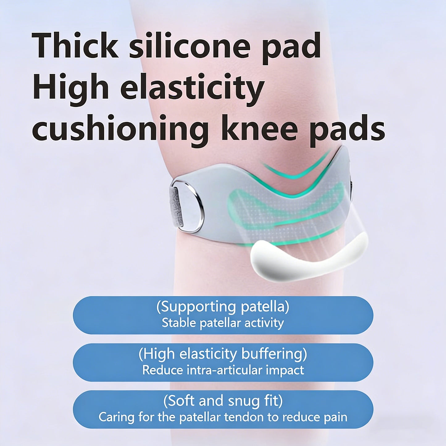 2Pcs Flex Wrap Silicone Patellar Tendon Support Strap, Adjustable Patella Support Band, Knee Brace for Men Women
