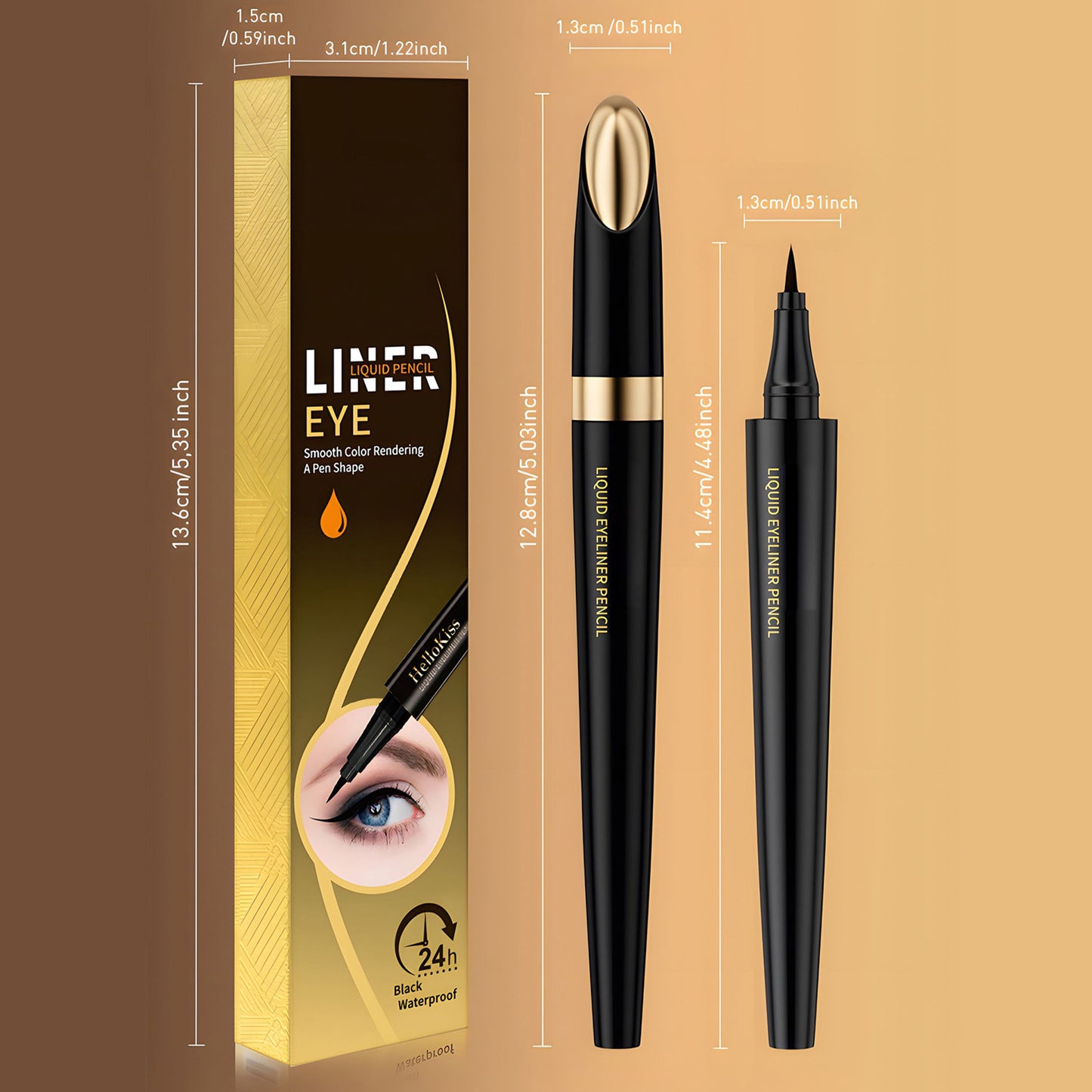 2Pcs Waterproof Liquid Eyeliners - Quick Dry, Anti-Halo & Highly Pigmented