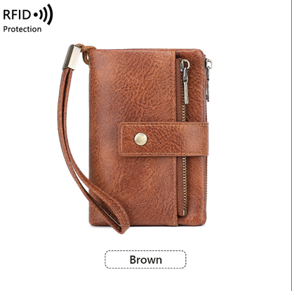 Genuine leather bi-fold card holder