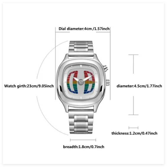 Mens Retro Square Stainless Steel Wristwatch