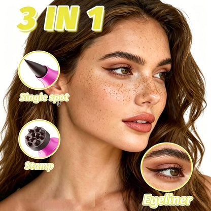 2pcs Dual Ended 2-in-1 Waterproof Fake Freckle Pens with Multi-Prong Freckles Stamp Head
