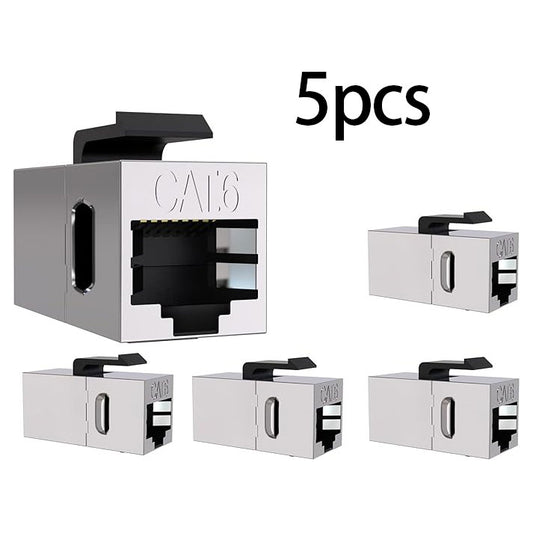 5pcs Shielded Keystone RJ45 Couplers for Cat6, Cat5e, Cat5