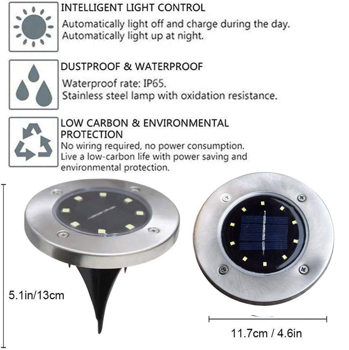 2pcs Outdoor Waterproof Mini Solar Ground Lights - Landscape Lighting for Yard Driveway Walkway