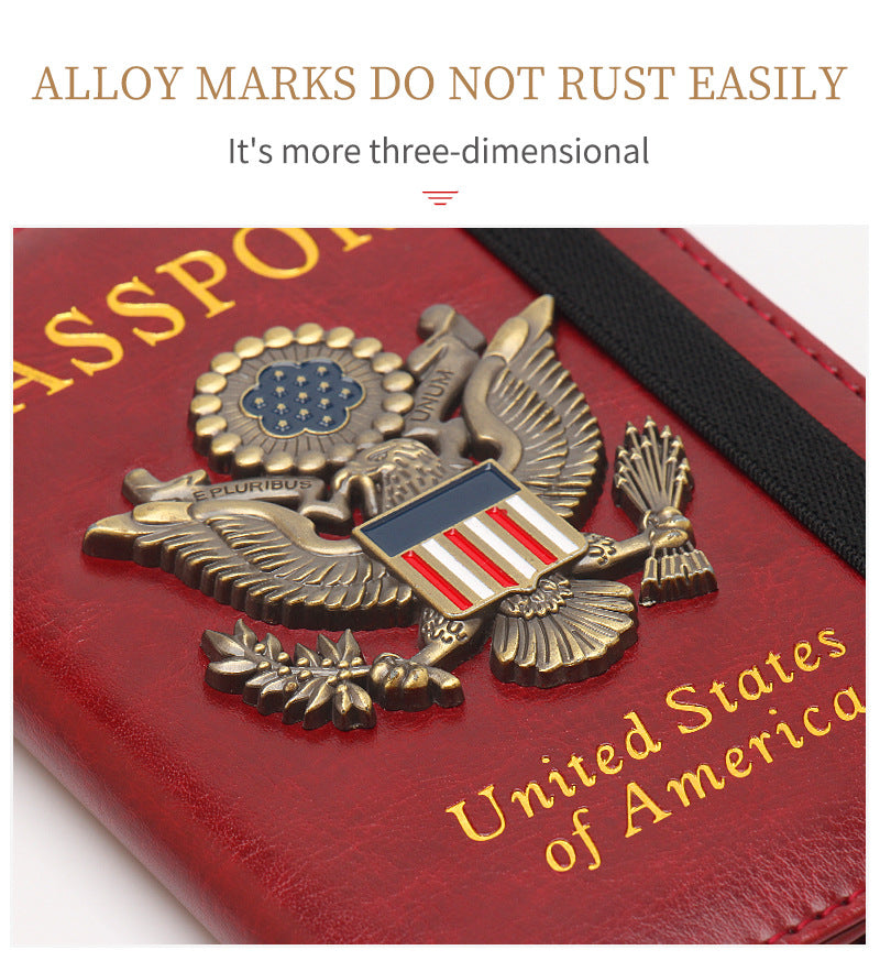 RFID Blocking Passport Holder with US Metal Badge