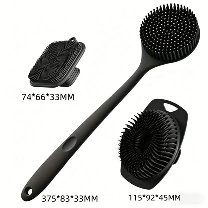 3pcs Back Scrubber for Shower & Face Scrubber & Silicone Exfoliating Brush Set for Men Women