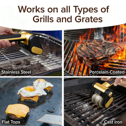 BBQ Tool Bristle-Free Spinning Grill Brush LED Rechargeable